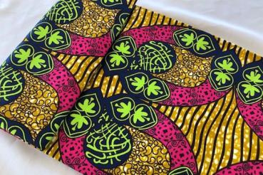 PINK LIME Waxprint Stoff